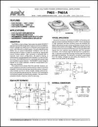 datasheet for PA85A by Apex Microtechnology Corporation