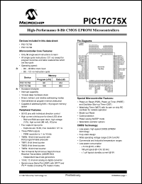 datasheet for PIC17C752-25/SP by Microchip Technology, Inc.