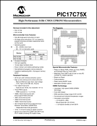 datasheet for PIC17C752T-33I/P by Microchip Technology, Inc.