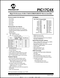 datasheet for PIC17CR42T-33I/JW by Microchip Technology, Inc.