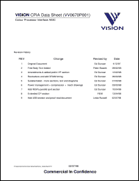 datasheet for VV0670P001 by VLSI Vision Ltd.