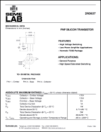 datasheet for 2N3637 by Semelab Plc.