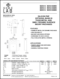 datasheet for BDS13SMD by Semelab Plc.