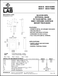 datasheet for BDS16SMD by Semelab Plc.