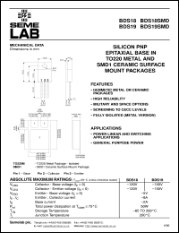 datasheet for BDS18SMD by Semelab Plc.