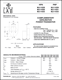 datasheet for MJ11029 by Semelab Plc.