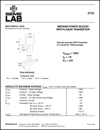 datasheet for ZT91 by Semelab Plc.