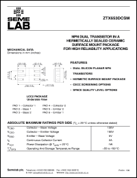 datasheet for ZTX653DCSM by Semelab Plc.