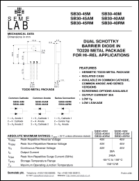 datasheet for SB30-45M by Semelab Plc.