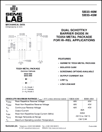 datasheet for SB35-45M by Semelab Plc.