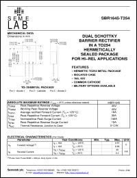 datasheet for SBR1645-T254 by Semelab Plc.