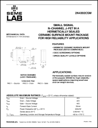 datasheet for 2N4392CSM by Semelab Plc.