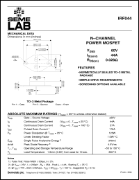 datasheet for IRF044 by Semelab Plc.