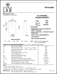 datasheet for IRF054SMD by Semelab Plc.