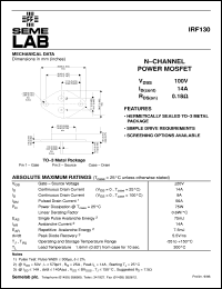 datasheet for IRF130 by Semelab Plc.