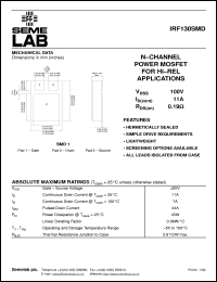 datasheet for IRF130SMD by Semelab Plc.