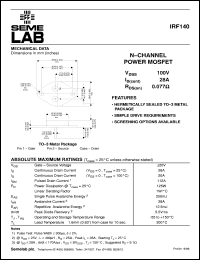 datasheet for IRF140 by Semelab Plc.