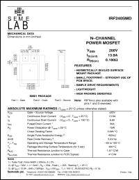 datasheet for IRF240SMD by Semelab Plc.