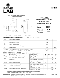 datasheet for IRF460 by Semelab Plc.