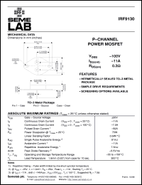 datasheet for IRF9130 by Semelab Plc.