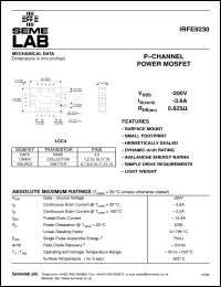 datasheet for IRFE9230 by Semelab Plc.