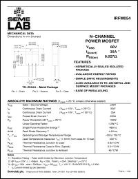 datasheet for IRFM054 by Semelab Plc.