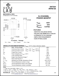 datasheet for IRFM150 by Semelab Plc.