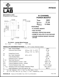 datasheet for IRFM250 by Semelab Plc.