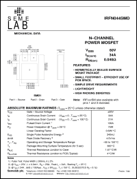 datasheet for IRFN044SMD by Semelab Plc.