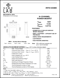 datasheet for IRFN140SMD by Semelab Plc.