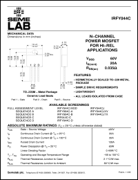 datasheet for IRFY044C by Semelab Plc.