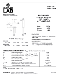 datasheet for IRFY430 by Semelab Plc.