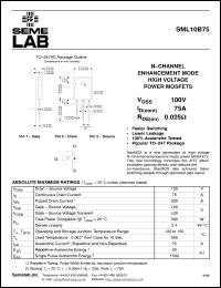 datasheet for SML10B75F by Semelab Plc.