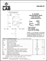 datasheet for SML80B13F by Semelab Plc.