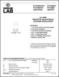 datasheet for LM137H-883B by Semelab Plc.