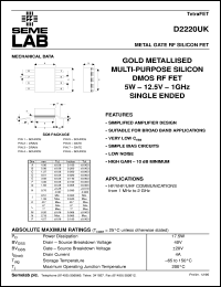 datasheet for D2220UK by Semelab Plc.