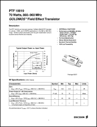 datasheet for PTF10019 by Ericsson Microelectronics