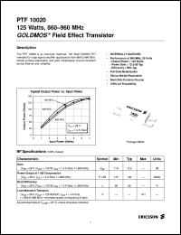 datasheet for PTF10020 by Ericsson Microelectronics