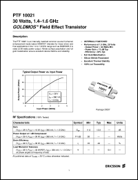 datasheet for PTF10021 by Ericsson Microelectronics