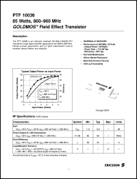 datasheet for PTF10036 by Ericsson Microelectronics