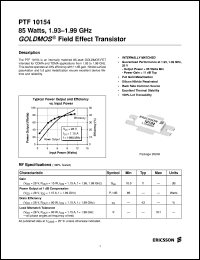 datasheet for PTF10154 by Ericsson Microelectronics