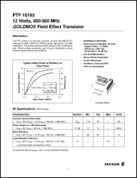 datasheet for PTF10193 by Ericsson Microelectronics
