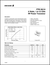 datasheet for PTB20216 by Ericsson Microelectronics