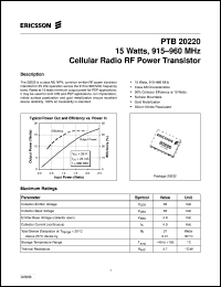 datasheet for PTB20220 by Ericsson Microelectronics