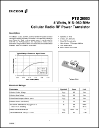 datasheet for PTB20003 by Ericsson Microelectronics