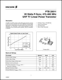 datasheet for PTB20011 by Ericsson Microelectronics