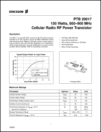 datasheet for PTB20017 by Ericsson Microelectronics