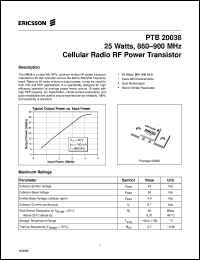 datasheet for PTB20038 by Ericsson Microelectronics