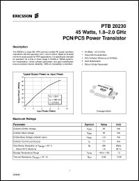 datasheet for PTB20230 by Ericsson Microelectronics