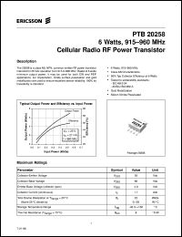 datasheet for PTB20258 by Ericsson Microelectronics